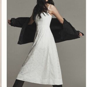 Anthropologie NWT White Eyelet Spaghetti-Strap Maxi Dress